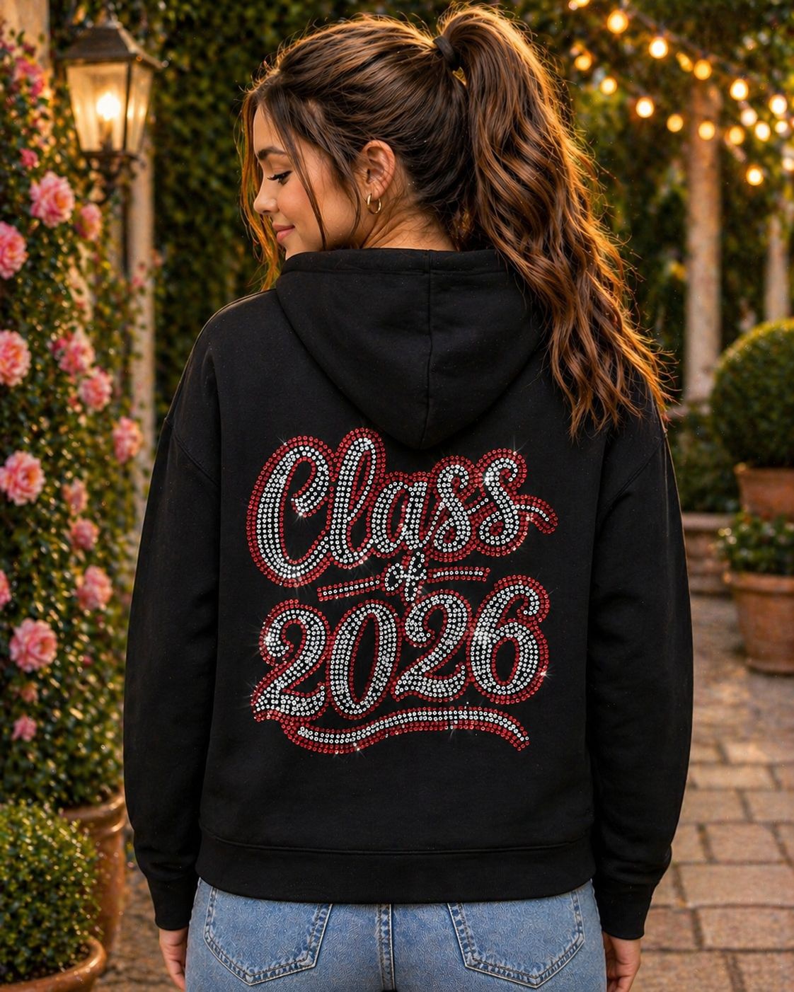 Rhinestone Zip-Up Hoodies