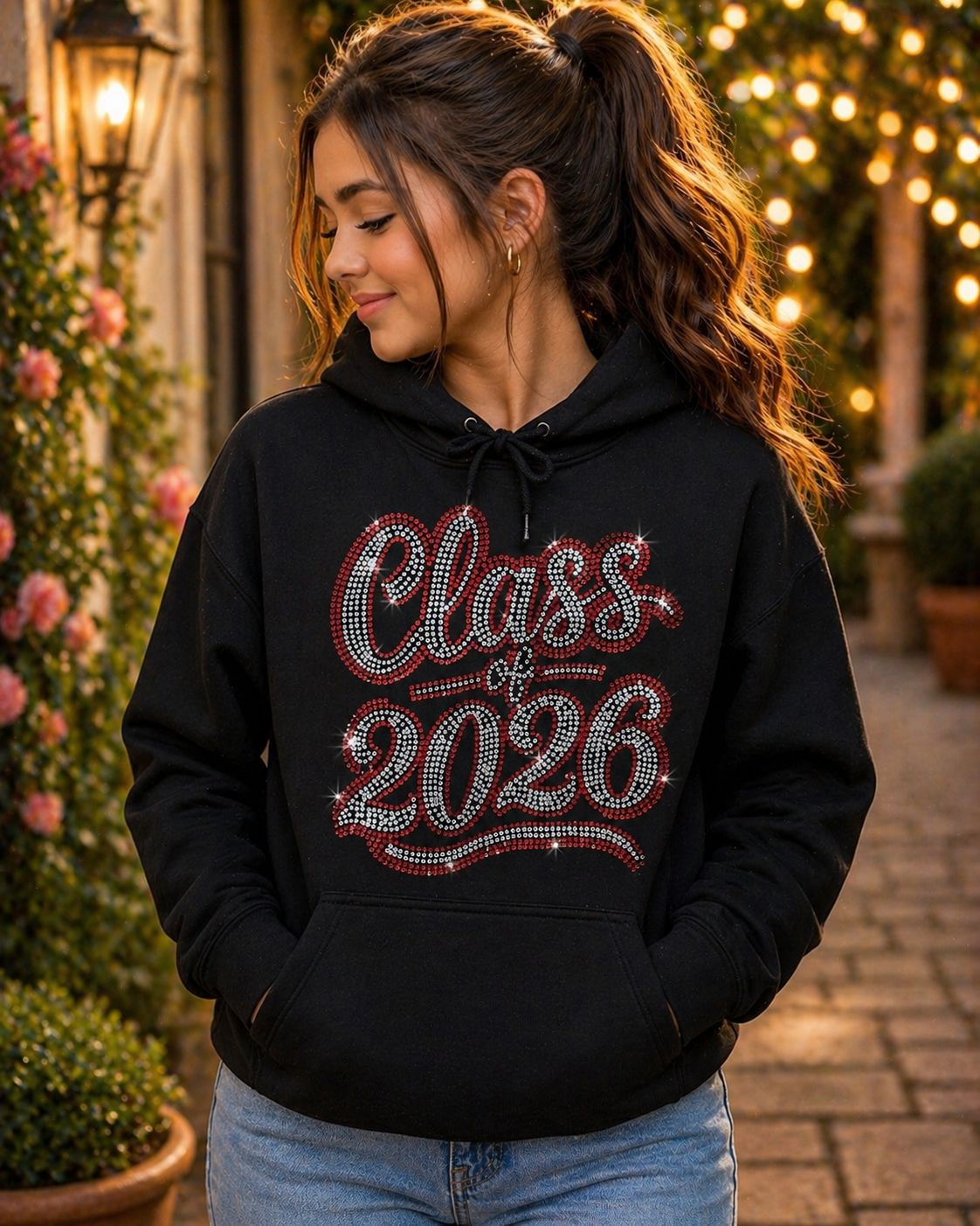Rhinestone Zip-Up Hoodies